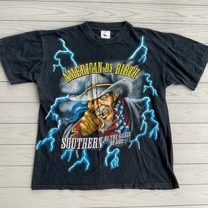 Vintage American Thunder Southern American by Birth T-Shirt 100% Cotton L